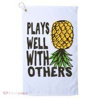 Swinger Couples Plays Well With Others Upside Down Pineapple Great Gift Golf Towel thumb 0