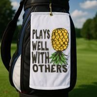 Swinger Couples Plays Well With Others Upside Down Pineapple Great Gift Golf Towel thumb 2