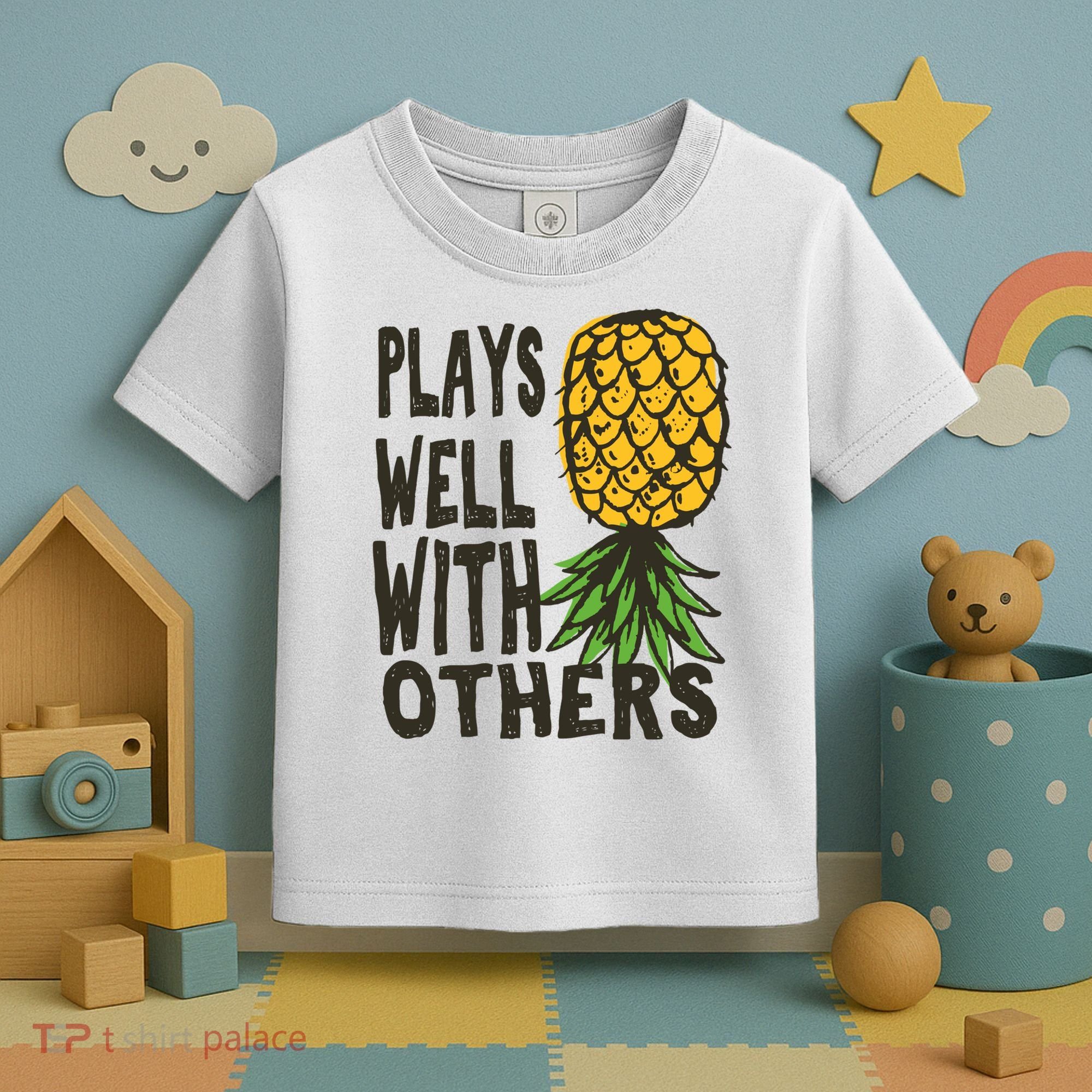 Swinger Couples Plays Well With Others Upside Down Pineapple Great Gift Toddler T-Shirt