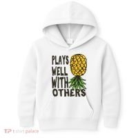 Swinger Couples Plays Well With Others Upside Down Pineapple Great Gift Kids Hoodie thumb 0