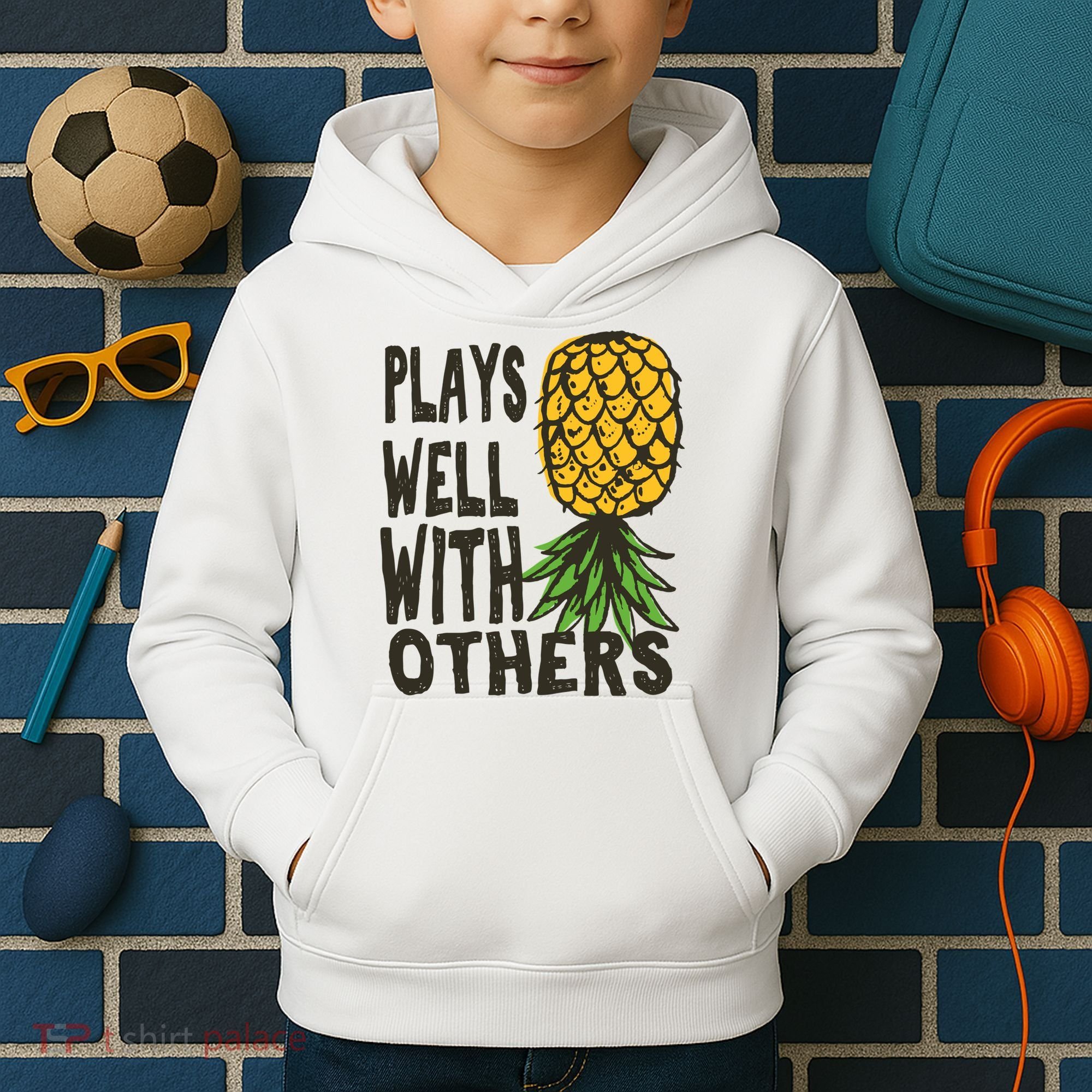 Swinger Couples Plays Well With Others Upside Down Pineapple Great Gift Kids Hoodie