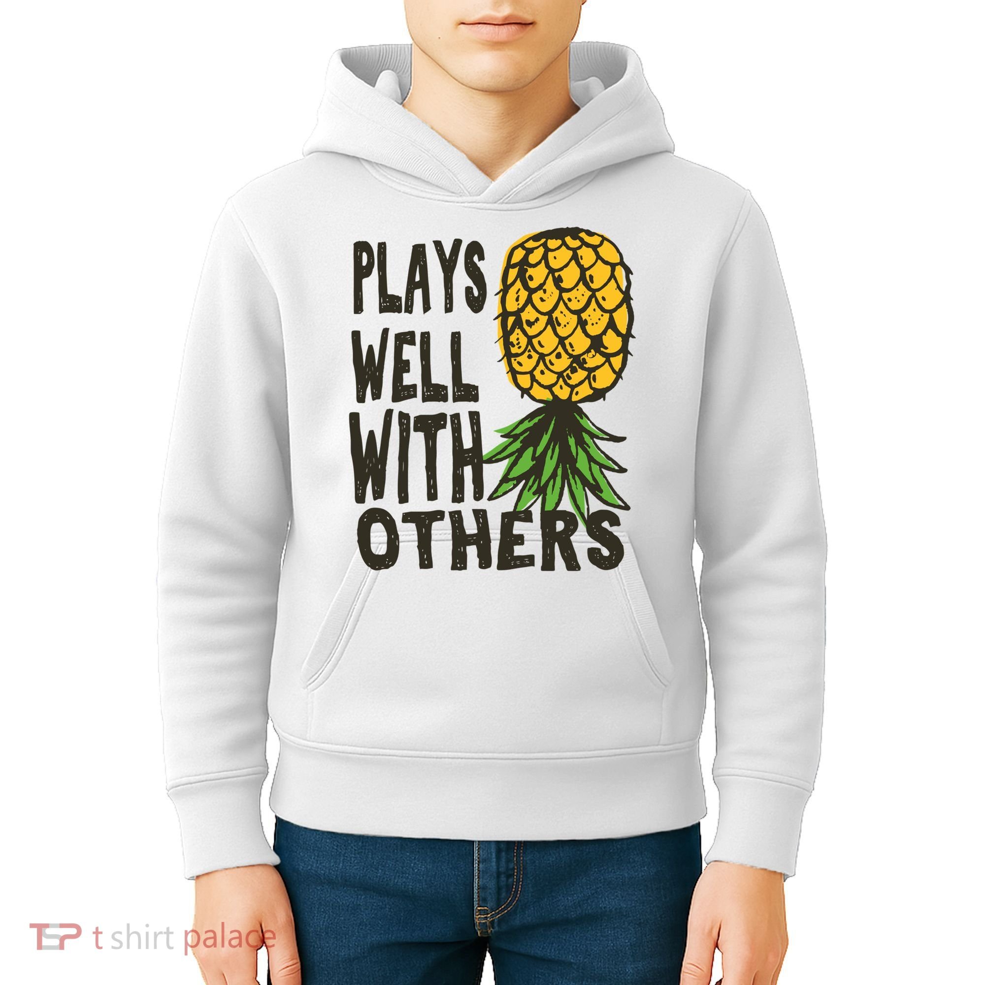 Swinger Couples Plays Well With Others Upside Down Pineapple Great Gift Kids Hoodie