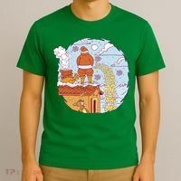 Santa Claus Peeing On Roof Funny Holiday Christmas T-Shirt thumb 3