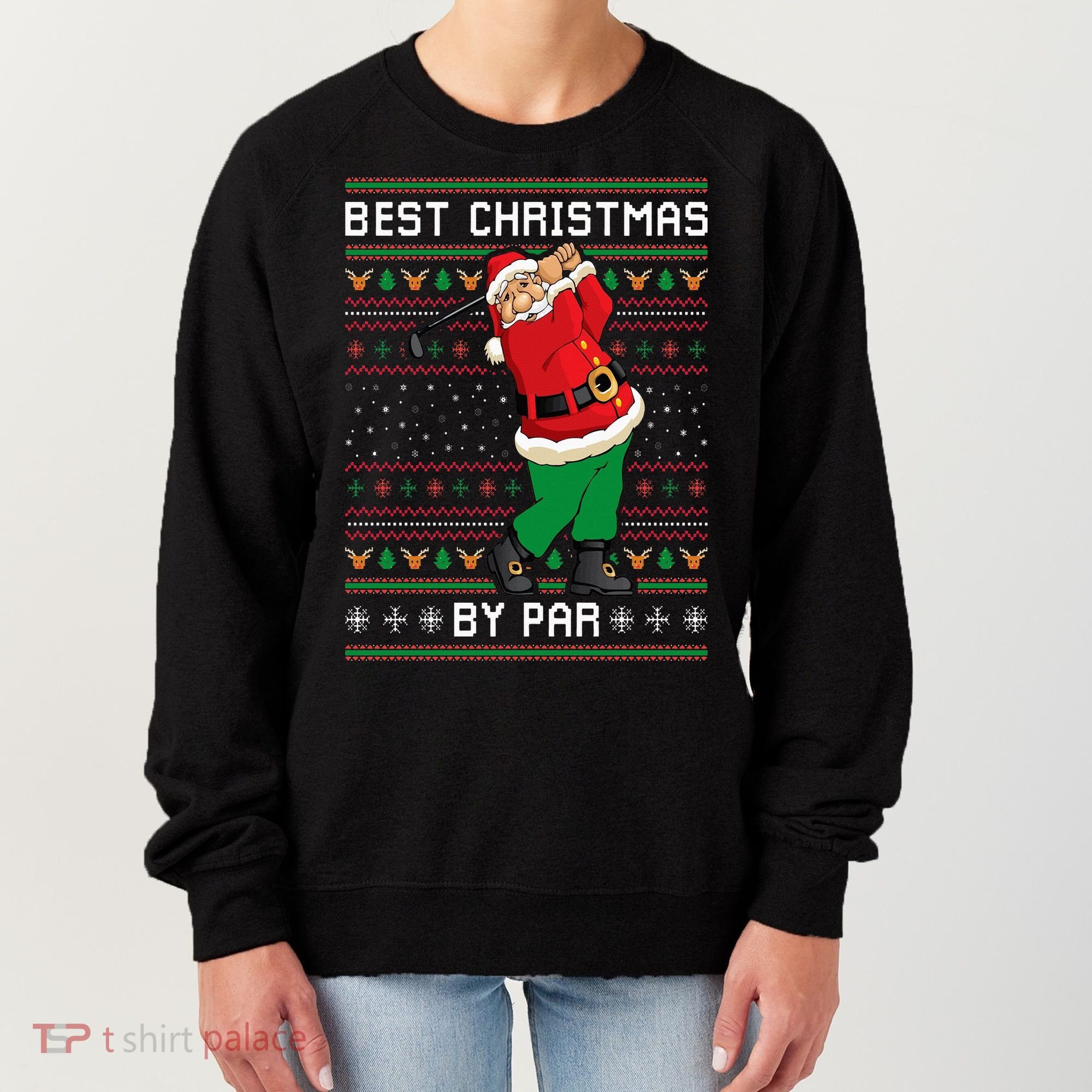Santa Claus Playing Golf Funny Ugly Christmas Gofl Novelty Women's Sweatshirt