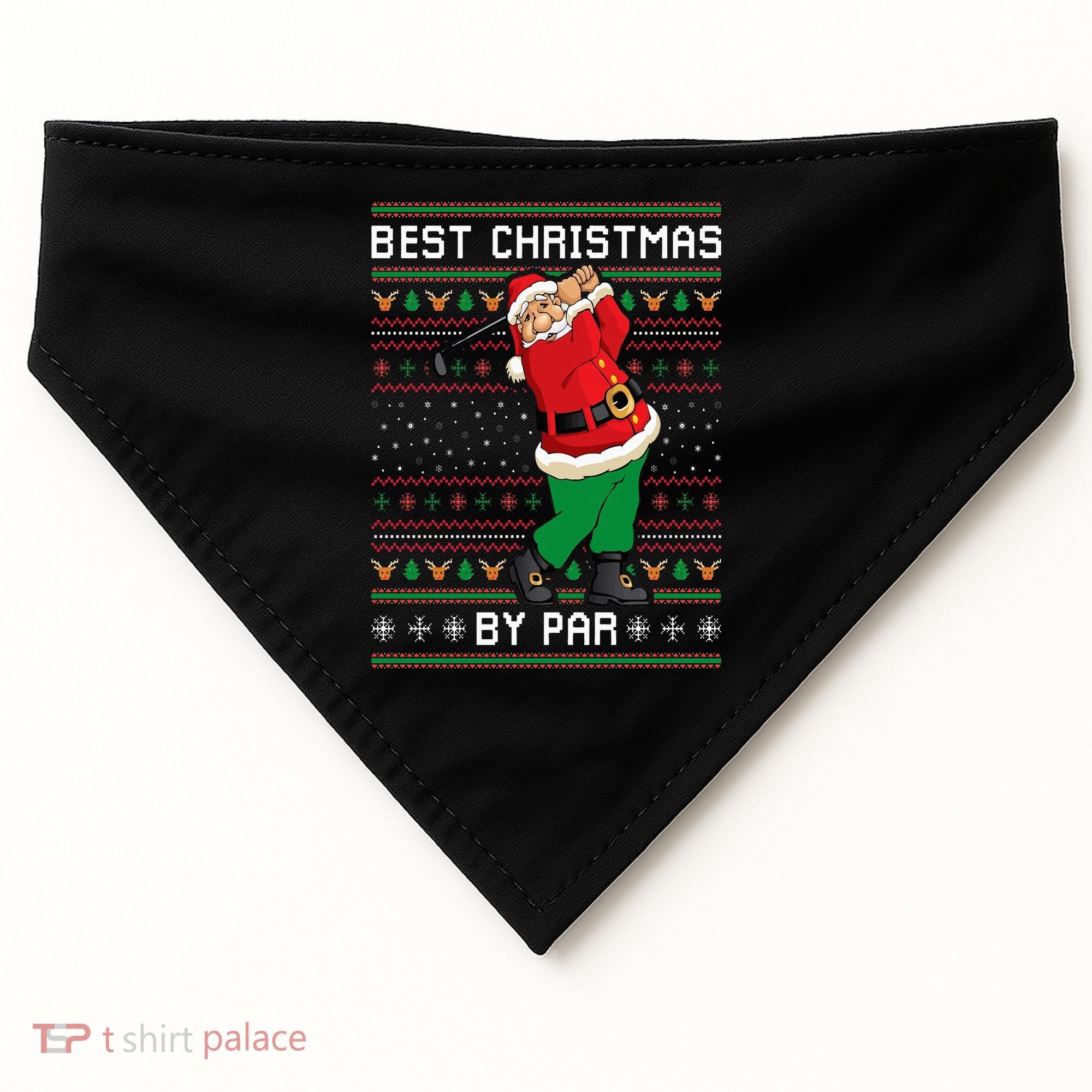 Santa Claus Playing Golf Funny Ugly Christmas Gofl Novelty USA-Made Doggie Bandana