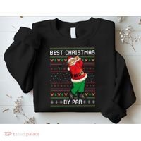 Santa Claus Playing Golf Funny Ugly Christmas Gofl Novelty Sweatshirt thumb 2