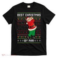 Santa Claus Playing Golf Funny Ugly Christmas Gofl Novelty T-Shirt thumb 0