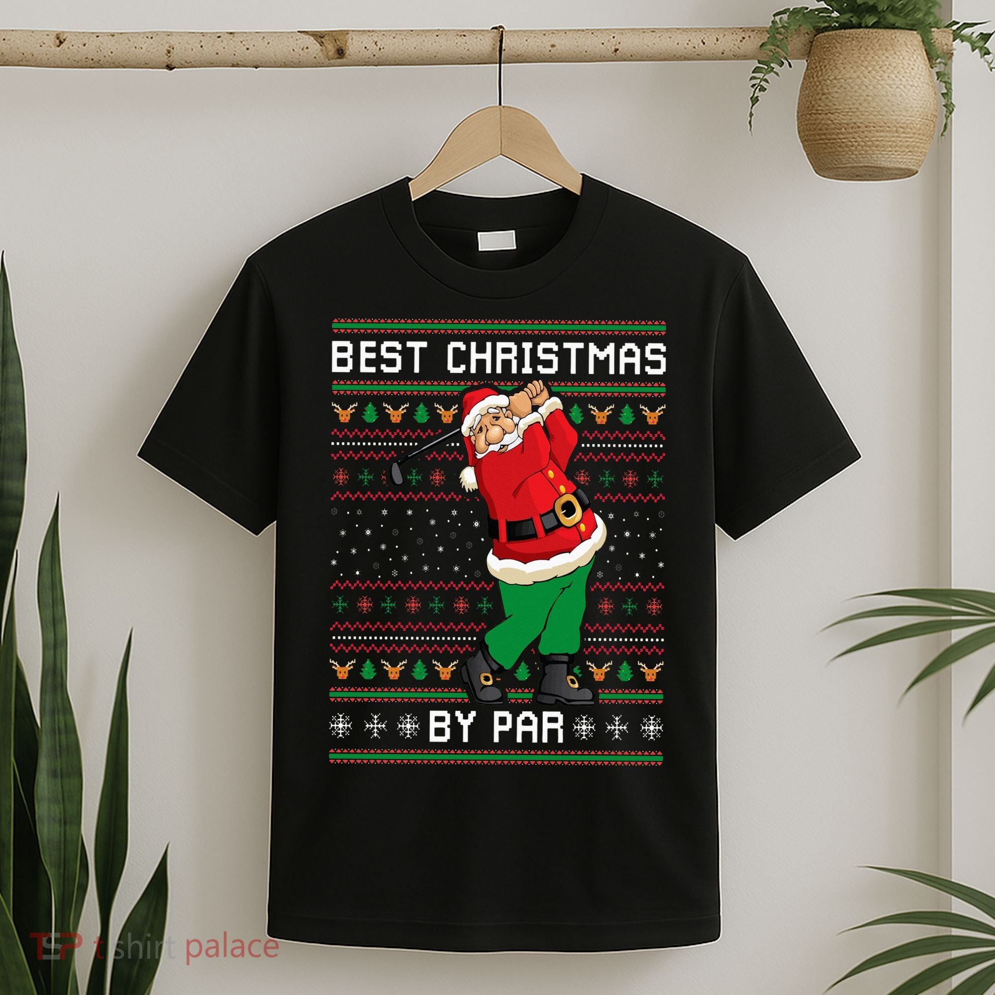 Santa Claus Playing Golf Funny Ugly Christmas Gofl Novelty T-Shirt
