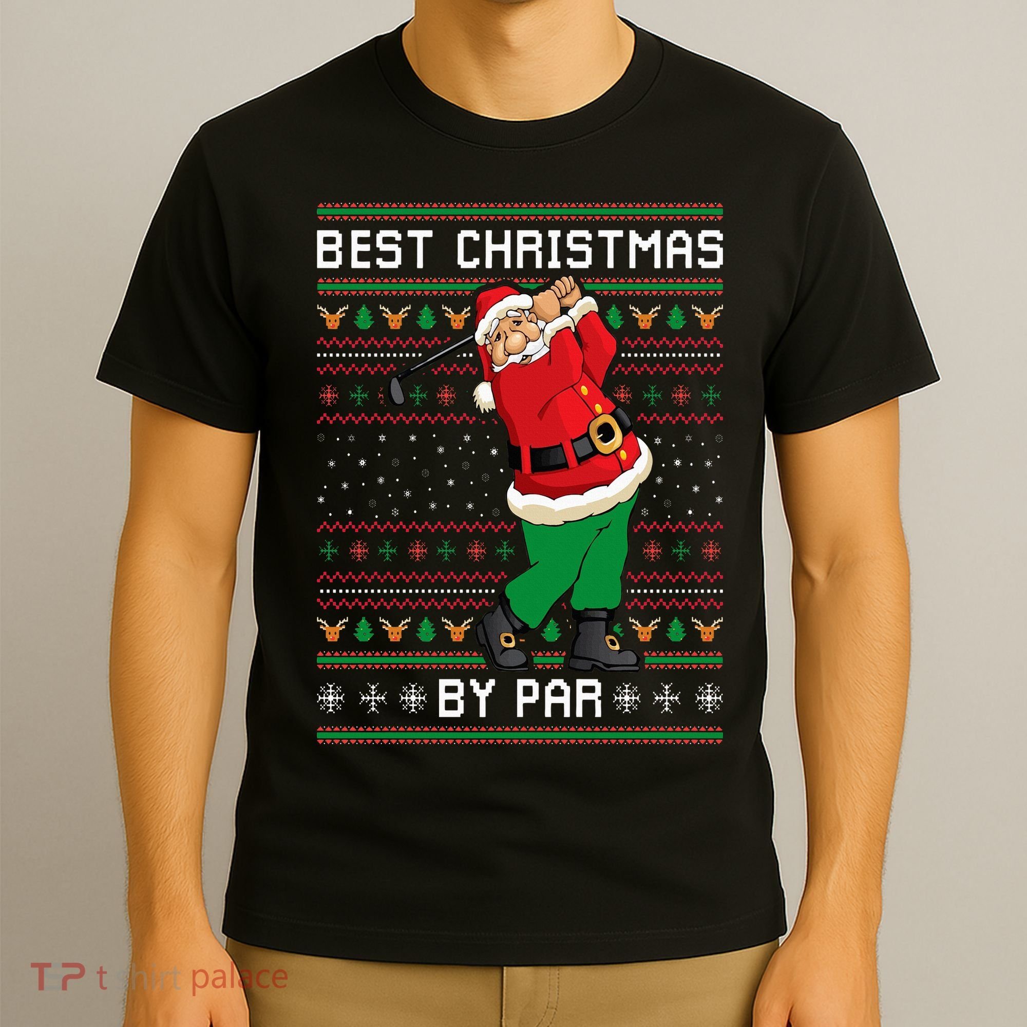 Santa Claus Playing Golf Funny Ugly Christmas Gofl Novelty T-Shirt