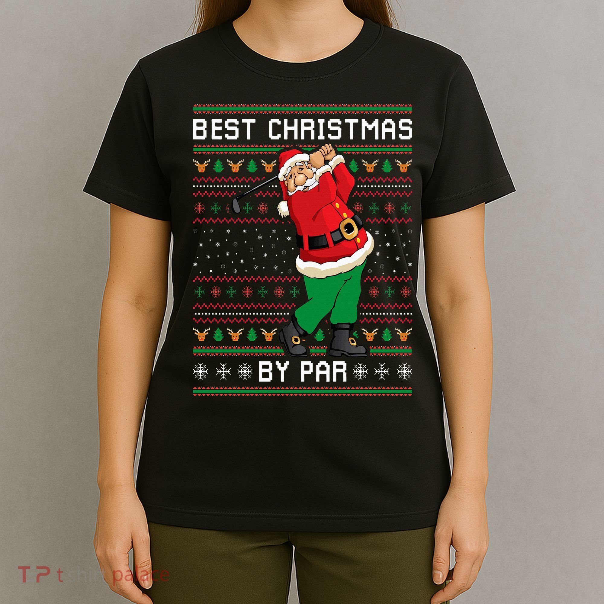 Santa Claus Playing Golf Funny Ugly Christmas Gofl Novelty T-Shirt