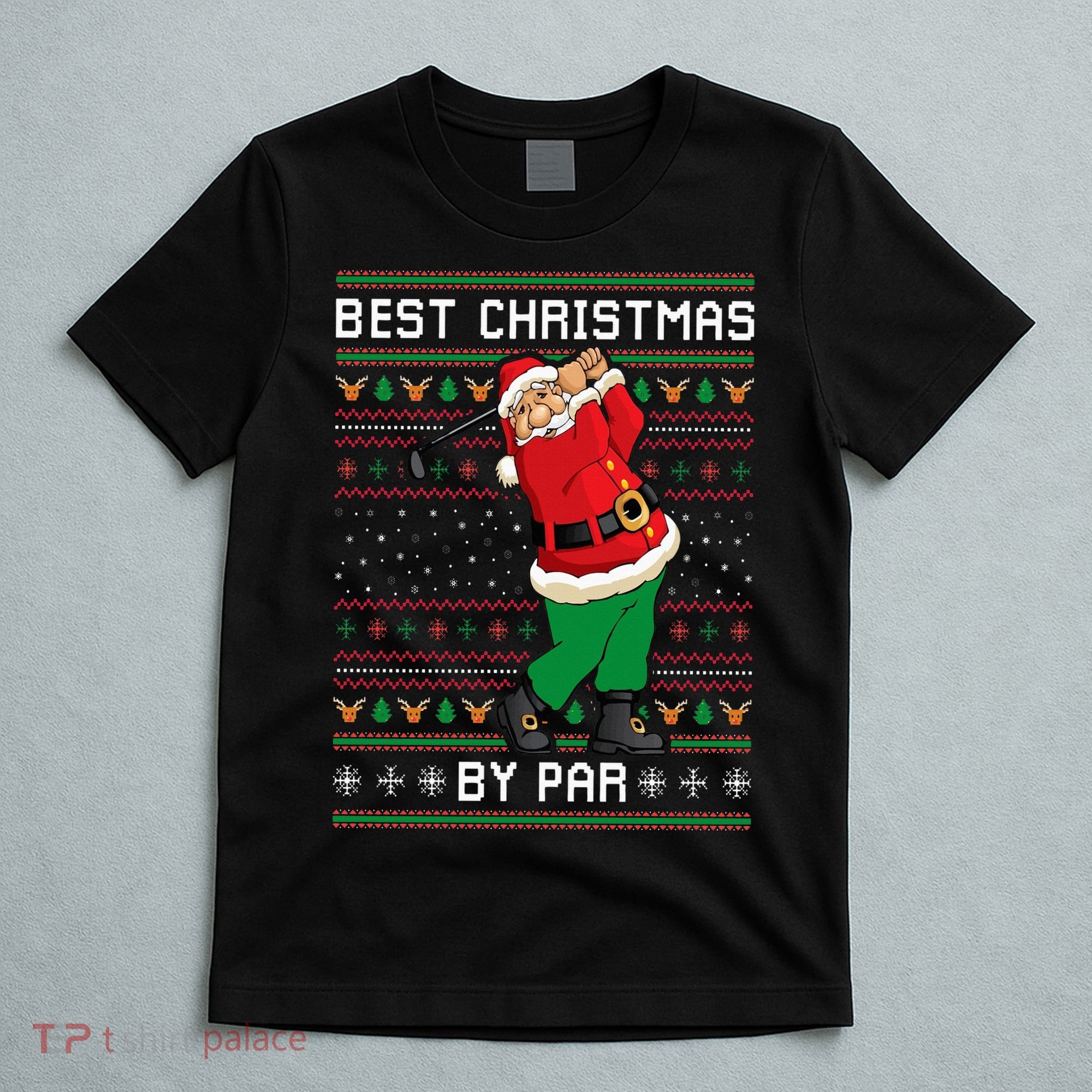 Santa Claus Playing Golf Funny Ugly Christmas Gofl Novelty T-Shirt