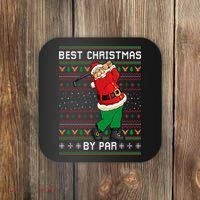 Santa Claus Playing Golf Funny Ugly Christmas Gofl Novelty Coaster thumb 0