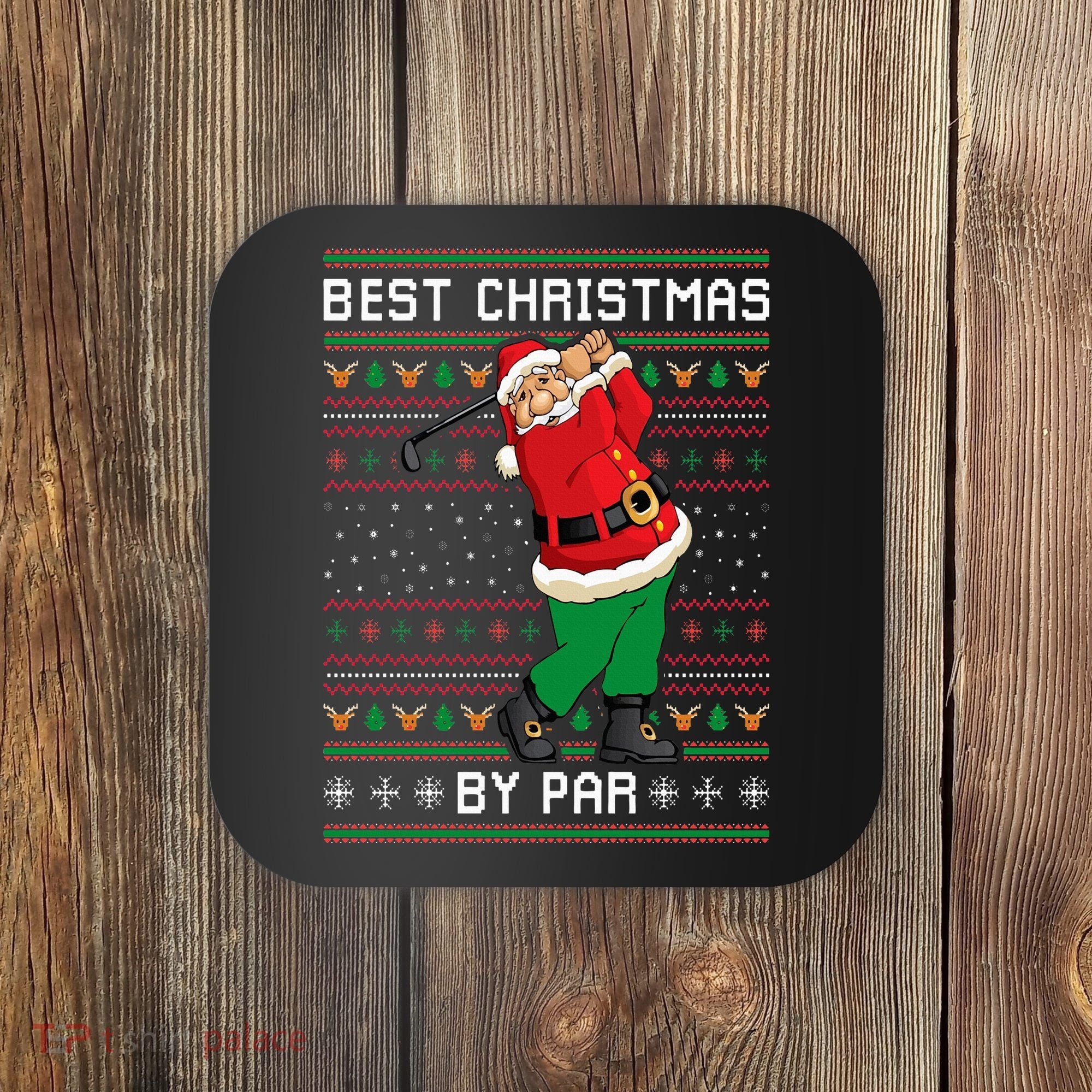 Santa Claus Playing Golf Funny Ugly Christmas Gofl Novelty Coaster