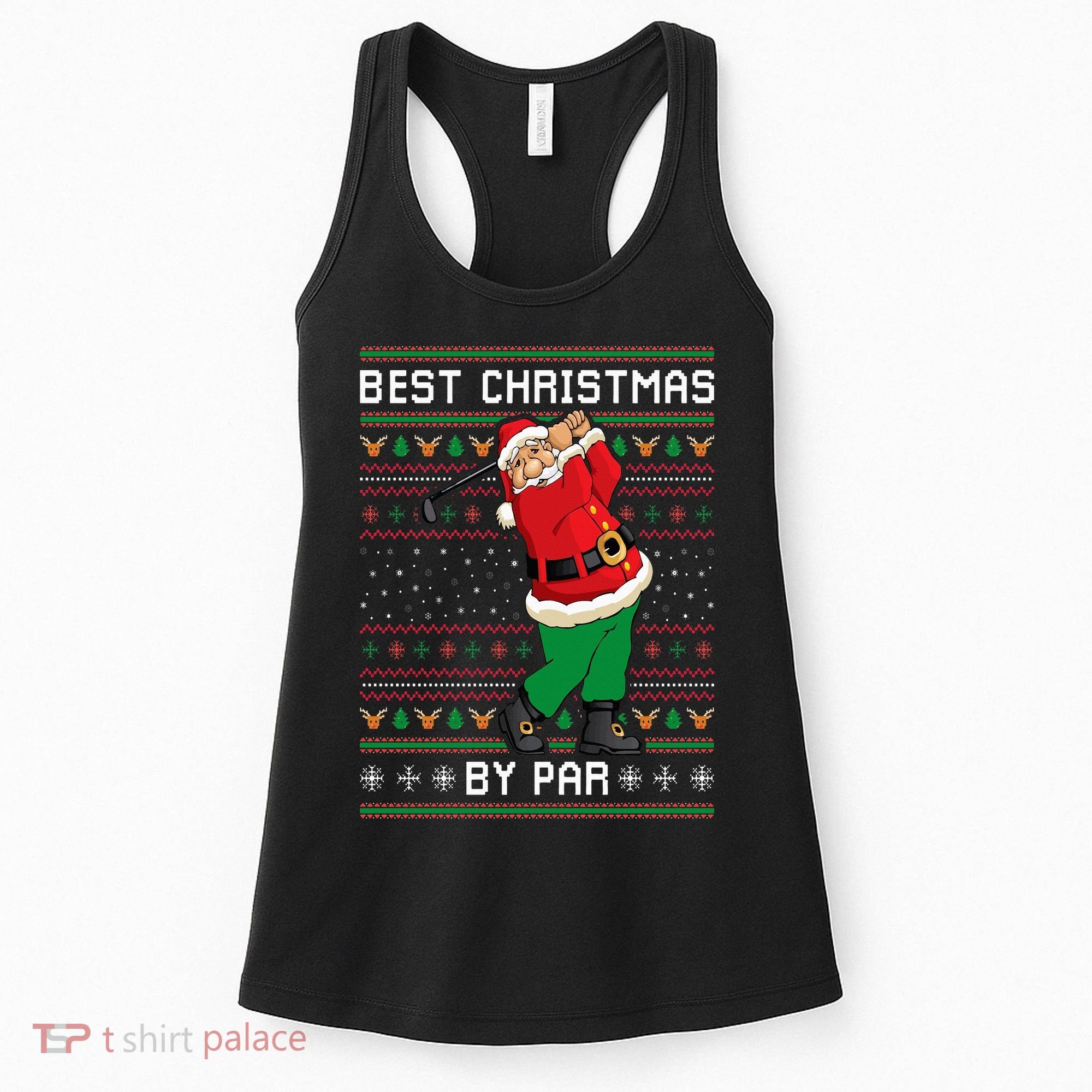 Santa Claus Playing Golf Funny Ugly Christmas Gofl Novelty Women's Tank Top