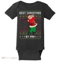 Santa Claus Playing Golf Funny Ugly Christmas Gofl Novelty Baby Bodysuit thumb 0