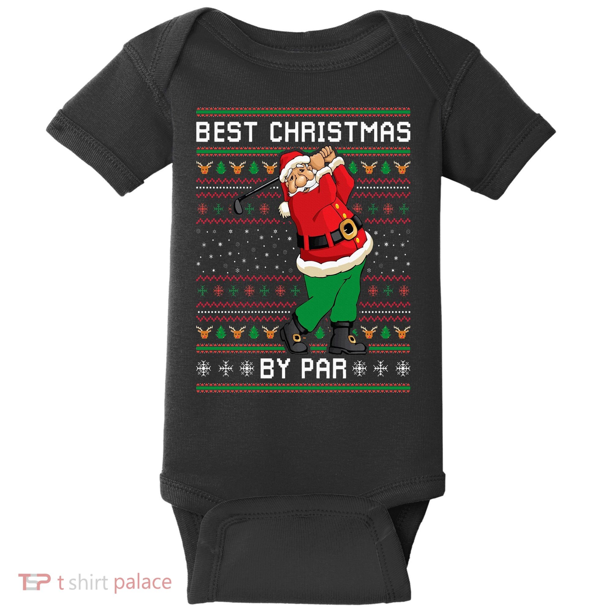 Santa Claus Playing Golf Funny Ugly Christmas Gofl Novelty Baby Bodysuit