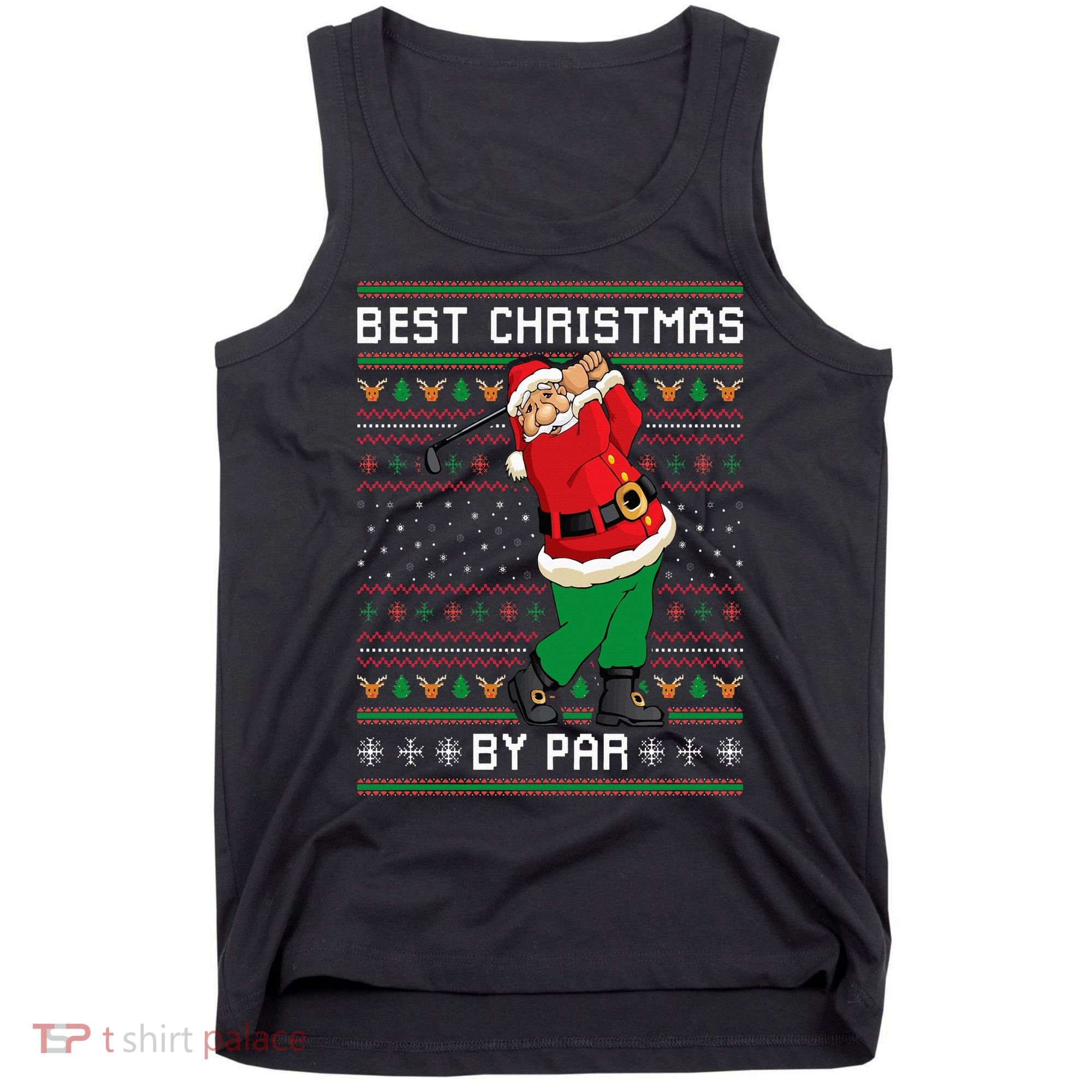 Santa Claus Playing Golf Funny Ugly Christmas Gofl Novelty Tank Top