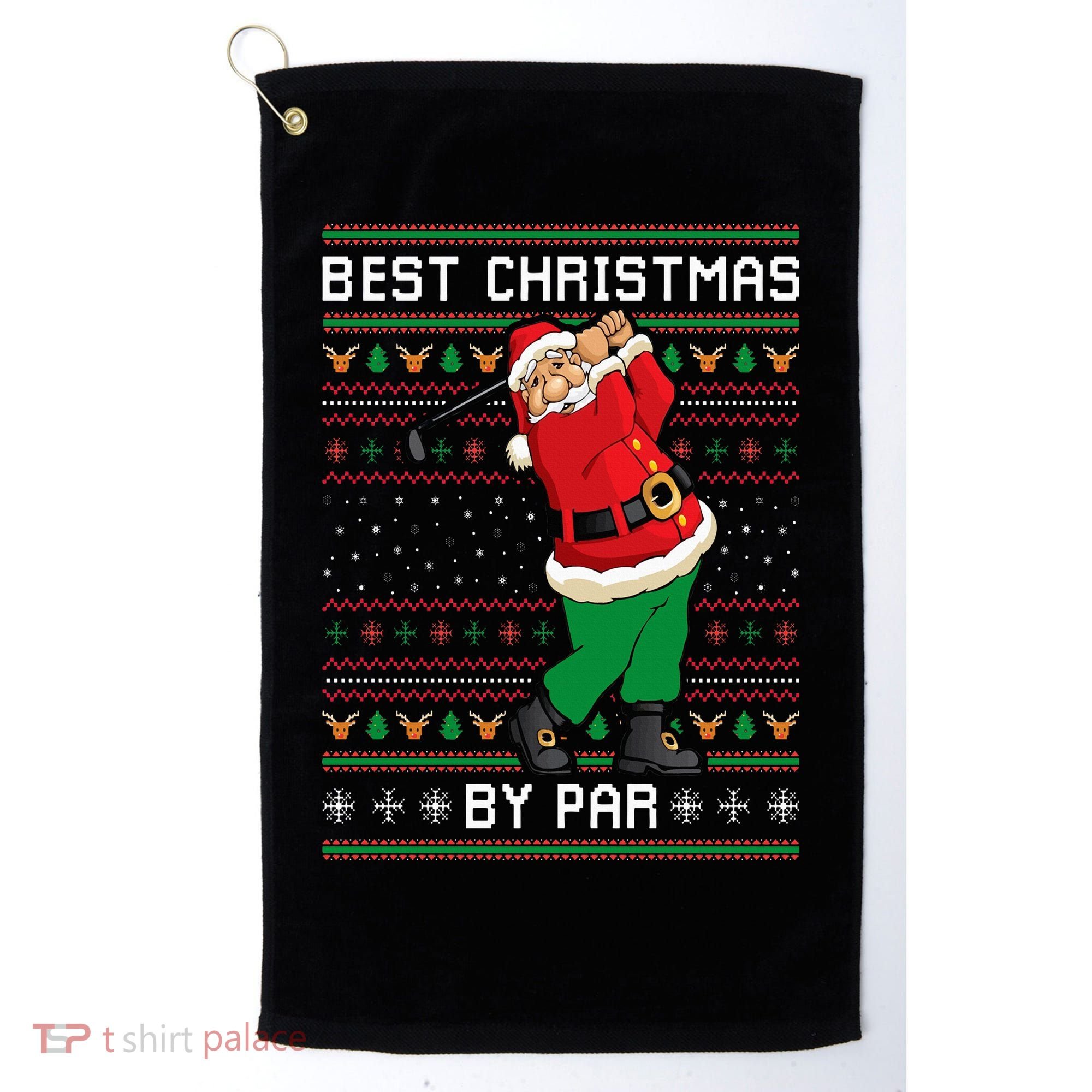 Santa Claus Playing Golf Funny Ugly Christmas Gofl Novelty Golf Towel