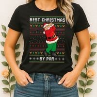 Santa Claus Playing Golf Funny Ugly Christmas Gofl Novelty Women's T-Shirt thumb 2