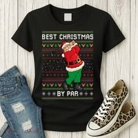 Santa Claus Playing Golf Funny Ugly Christmas Gofl Novelty Women's T-Shirt thumb 3