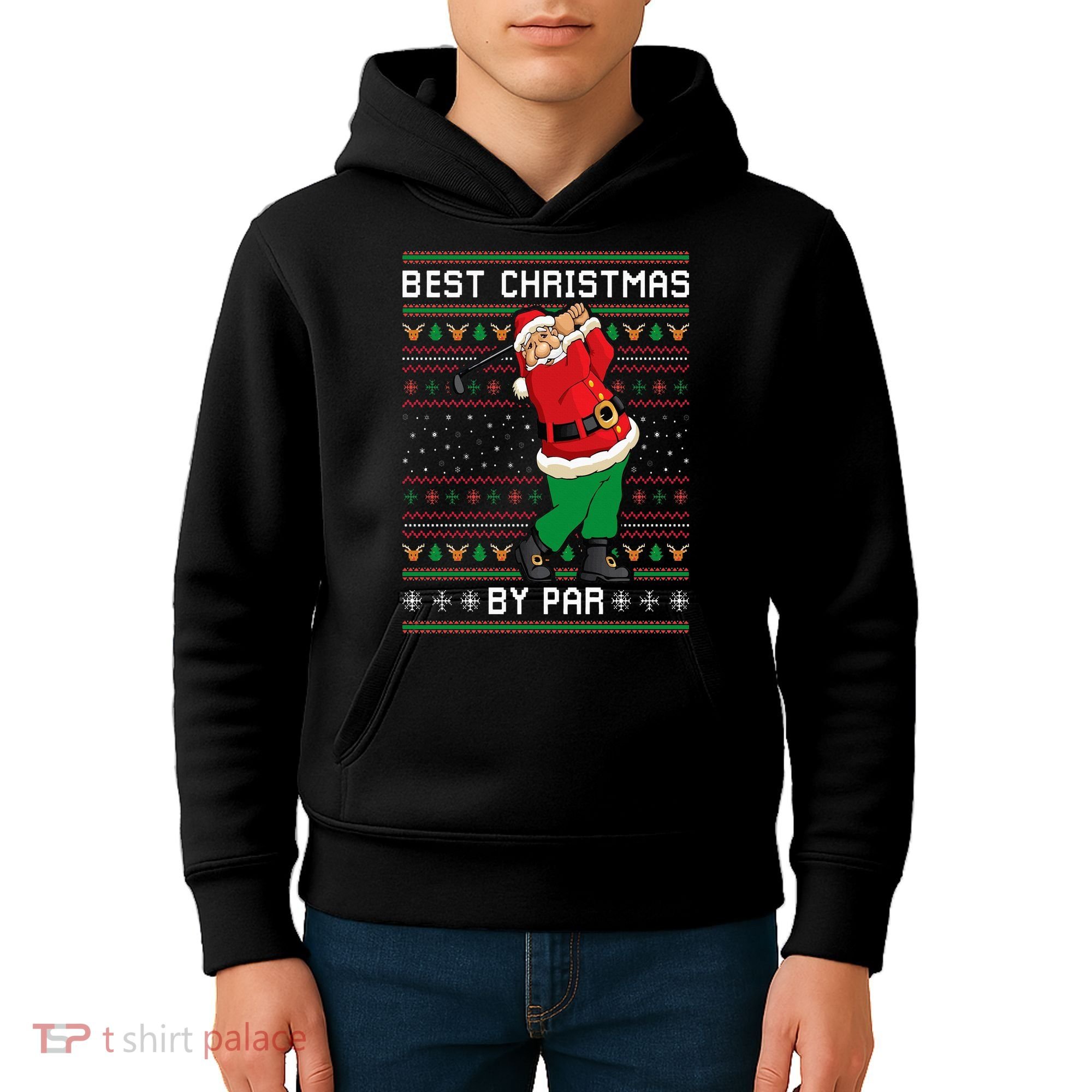 Santa Claus Playing Golf Funny Ugly Christmas Gofl Novelty Kids Hoodie