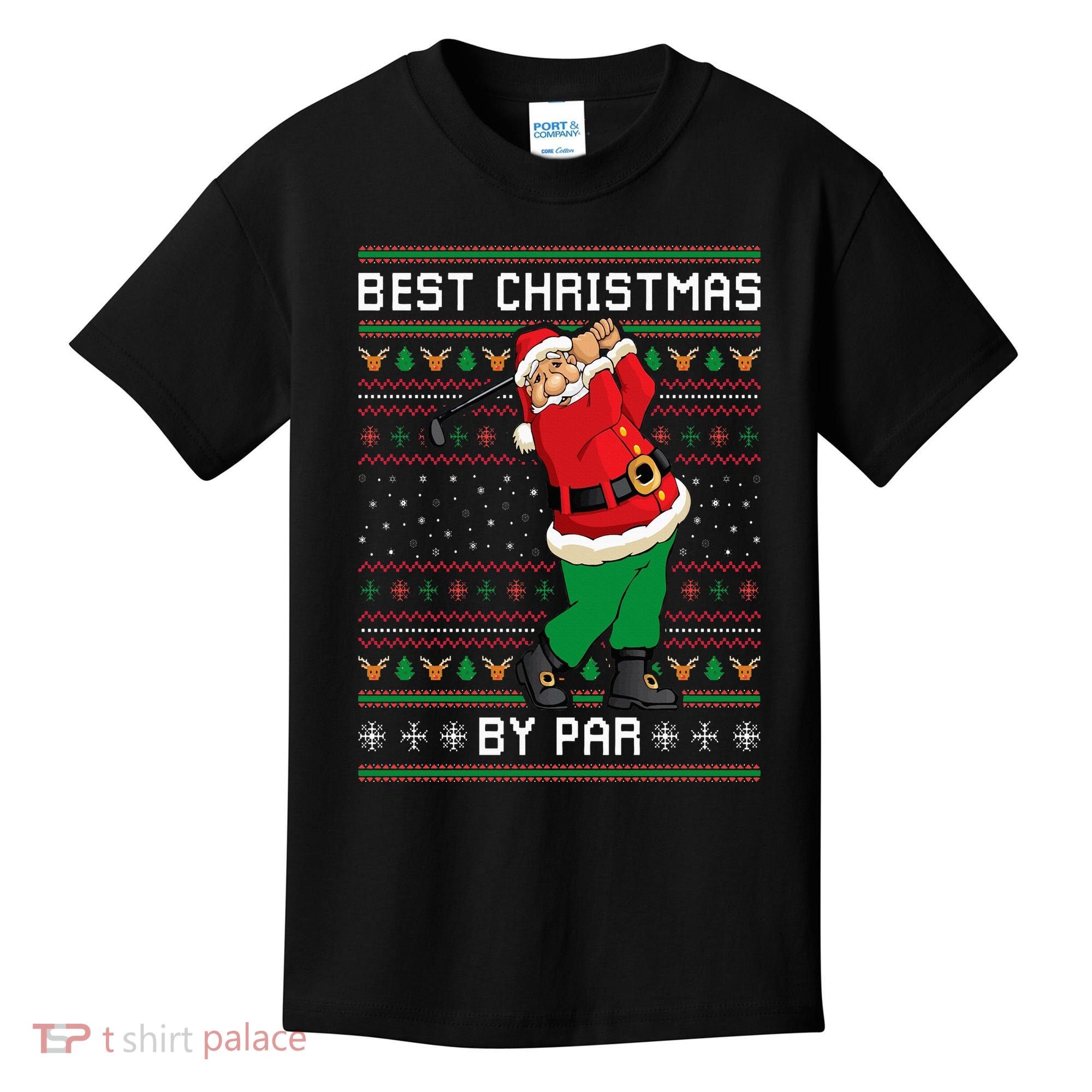 Santa Claus Playing Golf Funny Ugly Christmas Gofl Novelty Kids T-Shirt