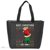 Santa Claus Playing Golf Funny Ugly Christmas Gofl Novelty Tote Bag thumb 0