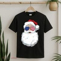 Santa Claus Patriotic USA Sunglasses Christmas In July Santa T-Shirt thumb 2