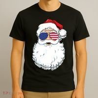 Santa Claus Patriotic USA Sunglasses Christmas In July Santa T-Shirt thumb 3