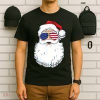 Santa Claus Patriotic USA Sunglasses Christmas In July Santa T-Shirt thumb 6