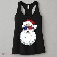 Santa Claus Patriotic USA Sunglasses Christmas In July Santa Women's Tank Top thumb 3