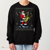 Santa Claus playing Saxophone Musical Ugly Christmas Sweater  Women's Sweatshirt thumb 0
