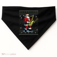 Santa Claus playing Saxophone Musical Ugly Christmas Sweater  USA-Made Doggie Bandana thumb 0