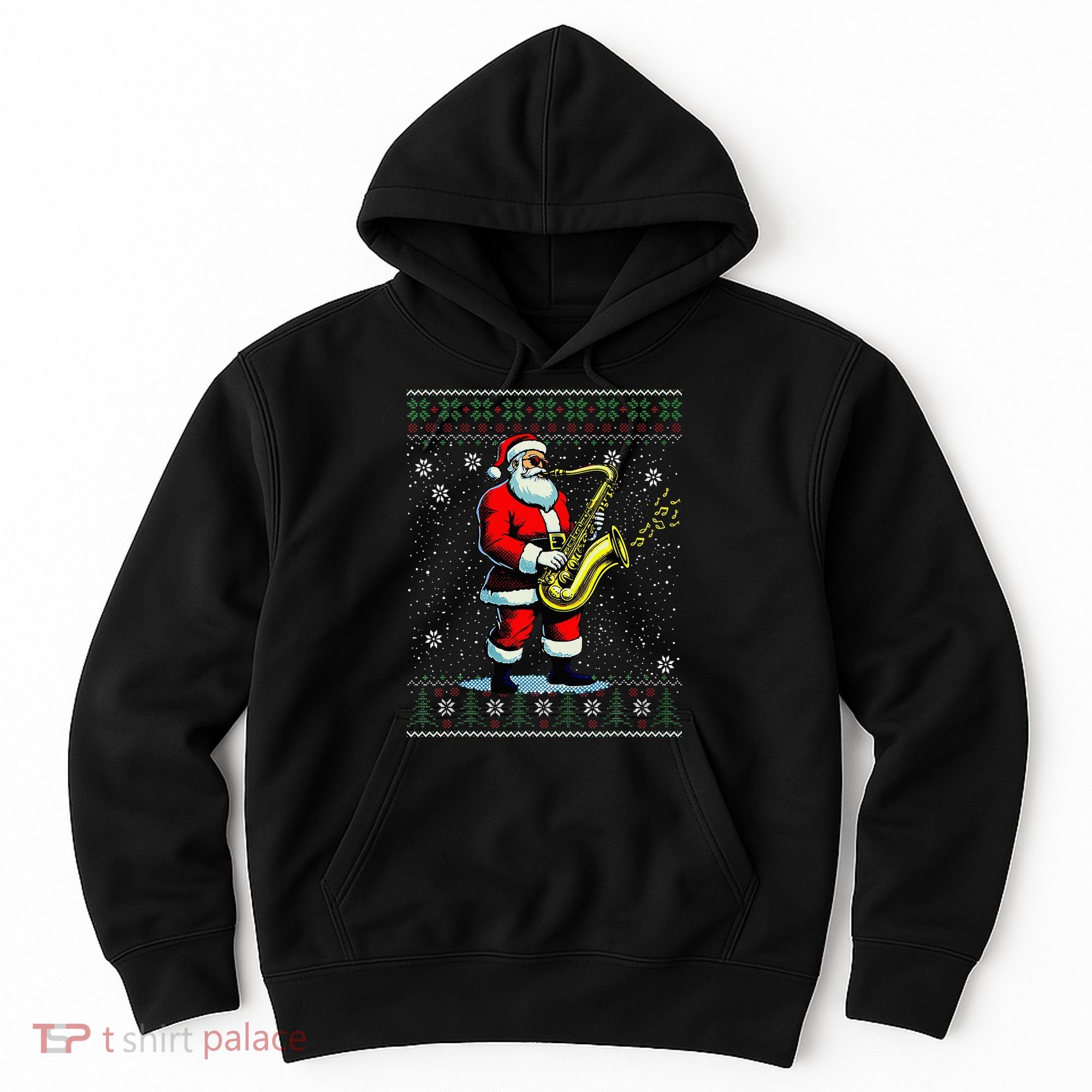 Santa Claus playing Saxophone Musical Ugly Christmas Sweater  Hoodie