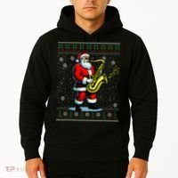 Santa Claus playing Saxophone Musical Ugly Christmas Sweater  Hoodie thumb 2