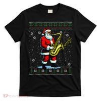 Santa Claus playing Saxophone Musical Ugly Christmas Sweater  T-Shirt thumb 0