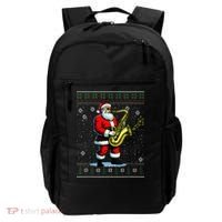 Santa Claus playing Saxophone Musical Ugly Christmas Sweater  Backpack thumb 0