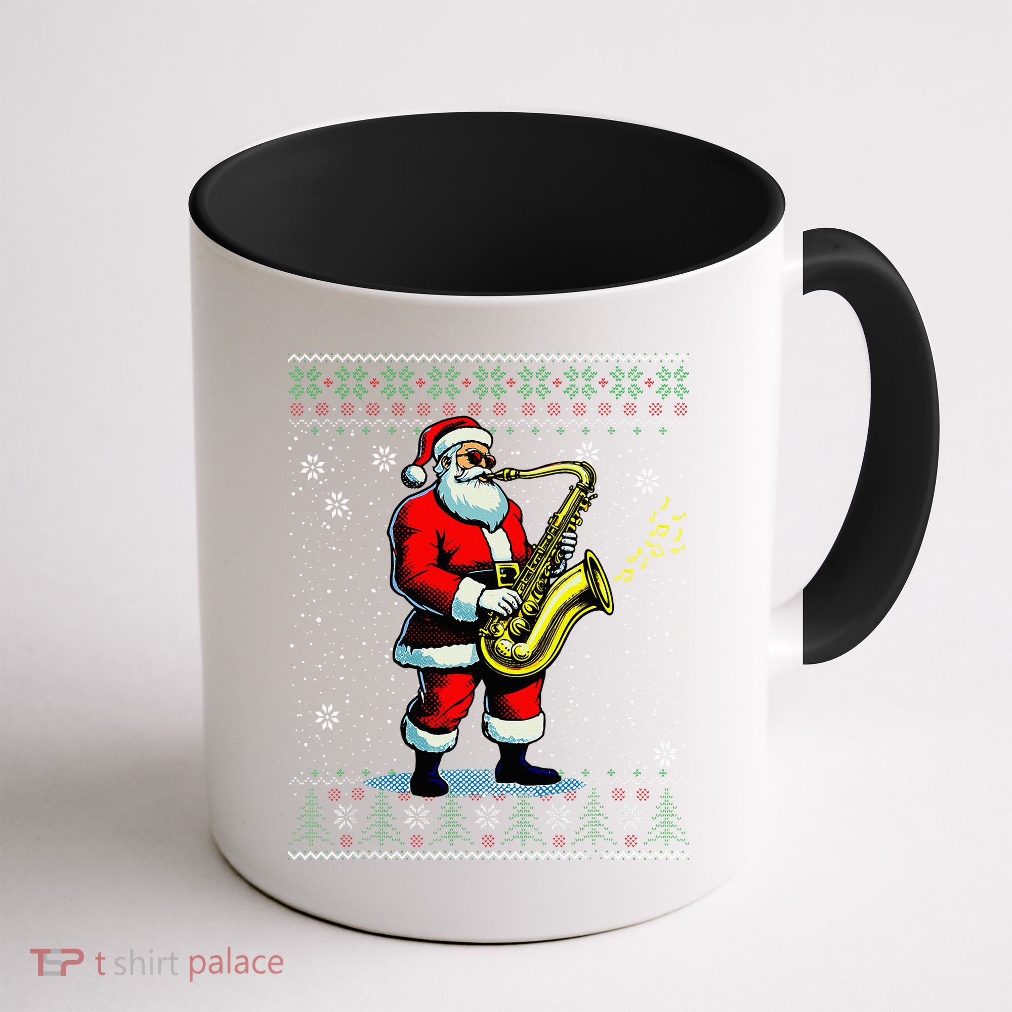 Santa Claus playing Saxophone Musical Ugly Christmas Sweater  Coffee Mug