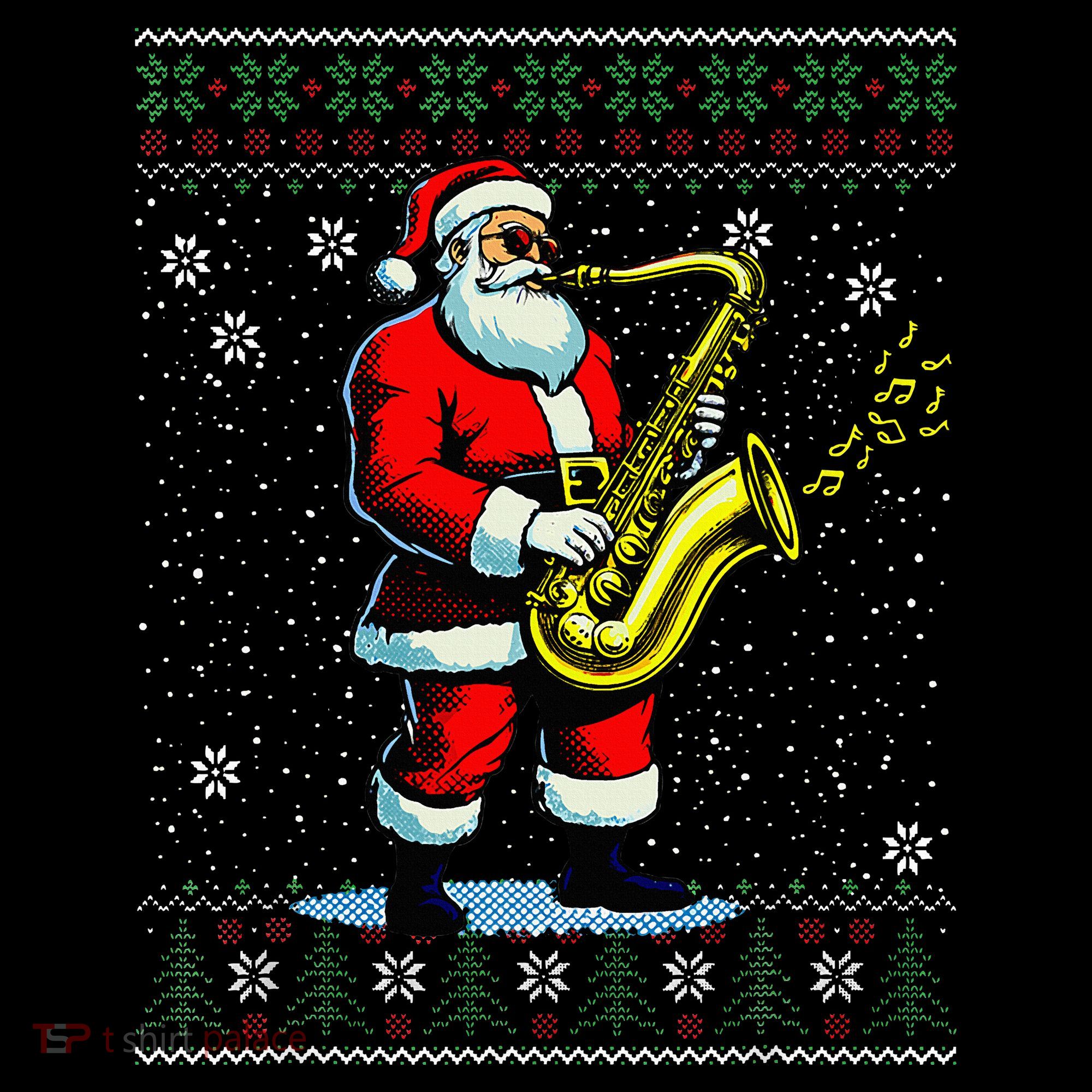 Santa Claus playing Saxophone Musical Ugly Christmas Sweater  Coffee Mug