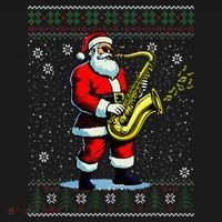 Santa Claus playing Saxophone Musical Ugly Christmas Sweater  Women's Hoodie thumb 2