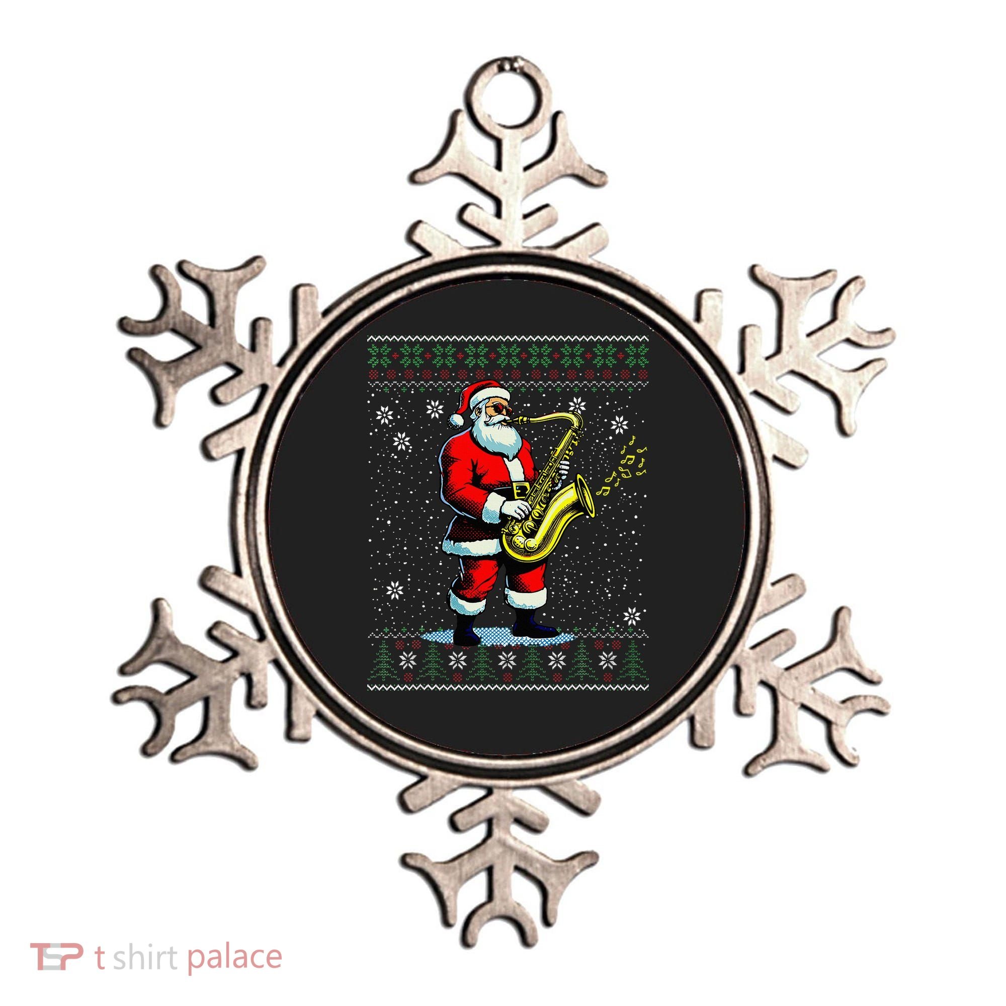 Santa Claus playing Saxophone Musical Ugly Christmas Sweater  Ornament