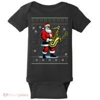 Santa Claus playing Saxophone Musical Ugly Christmas Sweater  Baby Bodysuit thumb 0