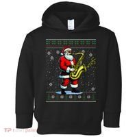 Santa Claus playing Saxophone Musical Ugly Christmas Sweater  Toddler Hoodie thumb 0