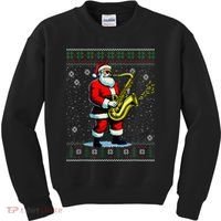 Santa Claus playing Saxophone Musical Ugly Christmas Sweater  Kids Sweatshirt thumb 0