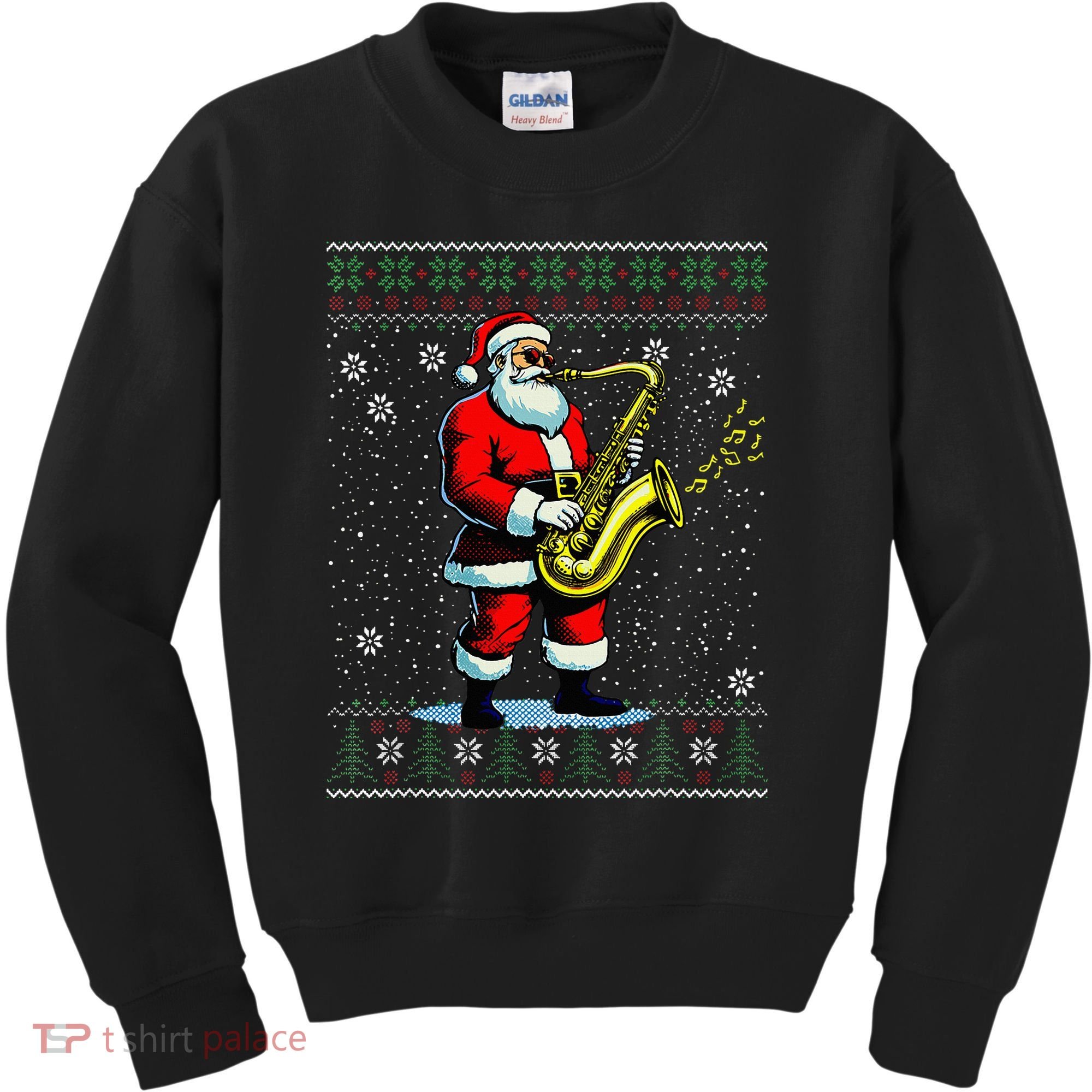 Santa Claus playing Saxophone Musical Ugly Christmas Sweater  Kids Sweatshirt