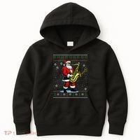 Santa Claus playing Saxophone Musical Ugly Christmas Sweater  Kids Hoodie thumb 0