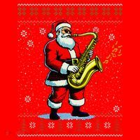 Santa Claus playing Saxophone Musical Ugly Christmas Sweater  Santa Hat thumb 1