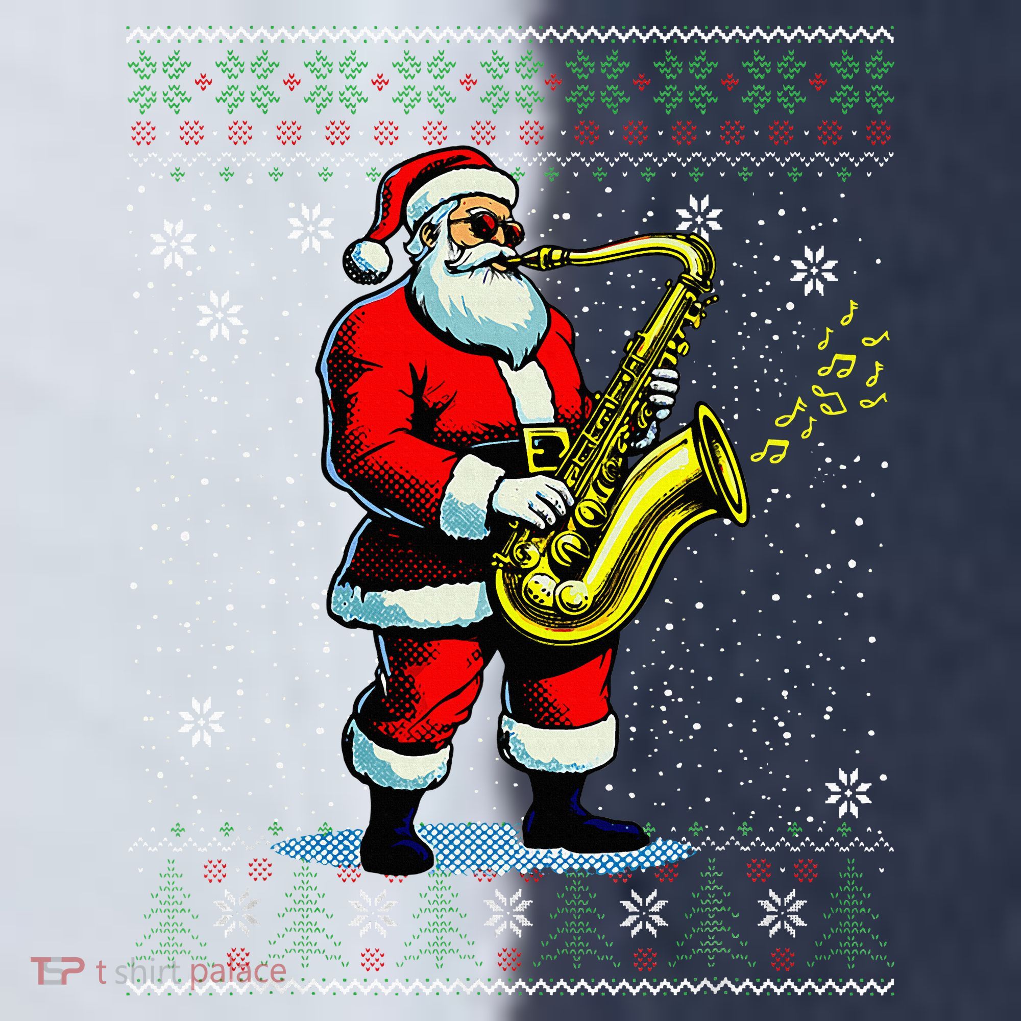 Santa Claus playing Saxophone Musical Ugly Christmas Sweater  Sport-Tek Competitor United Soccer Jersey