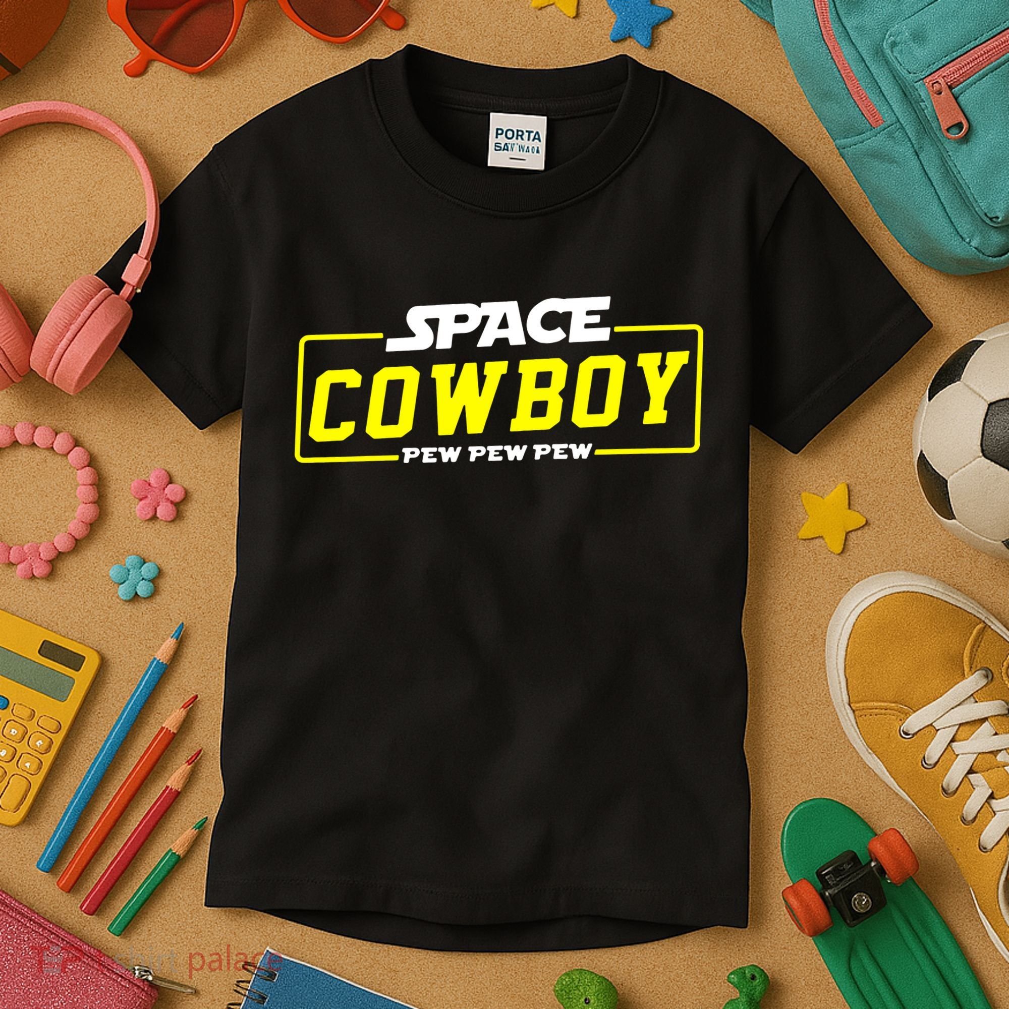 Space Cowboy Pew Pew Pew Kids T-Shirt