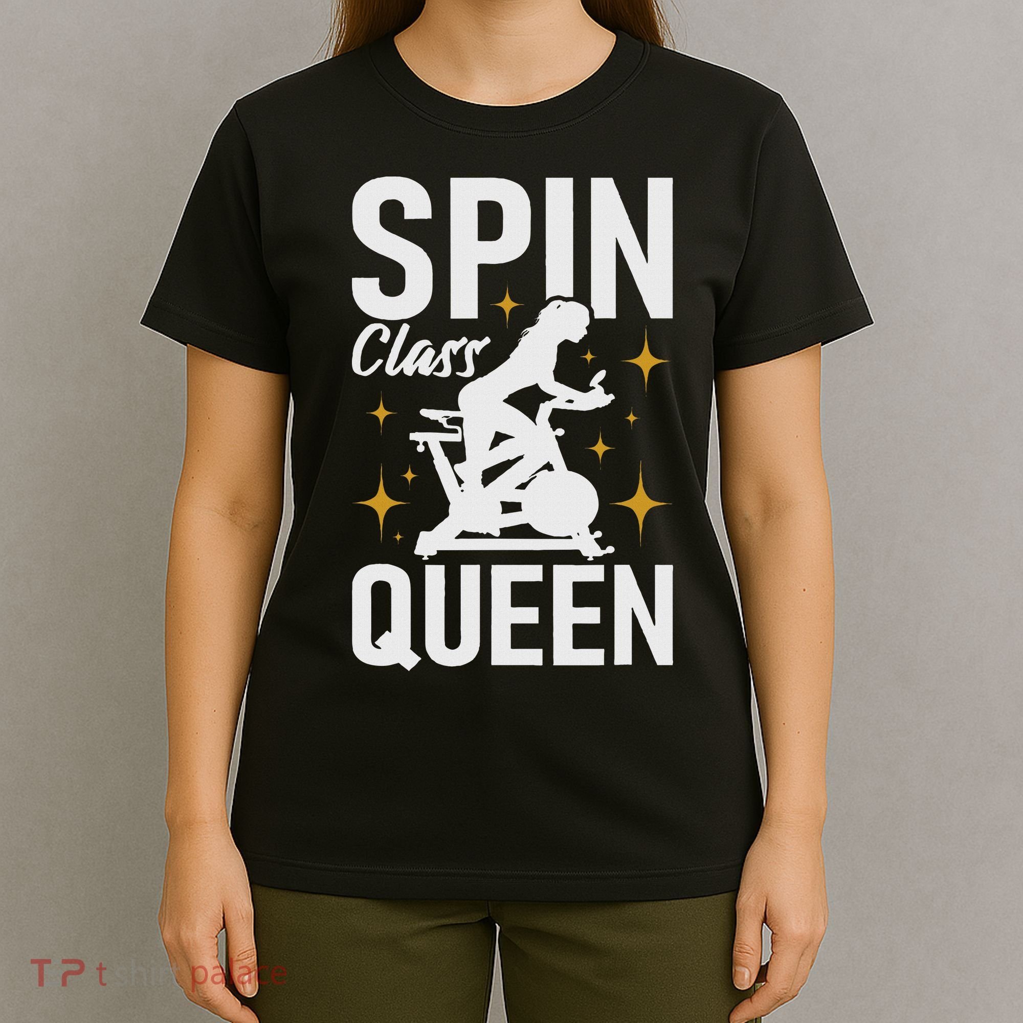 Spin Class Queen Cyclist Lover Indoor Spinning Gym Fitness T-Shirt